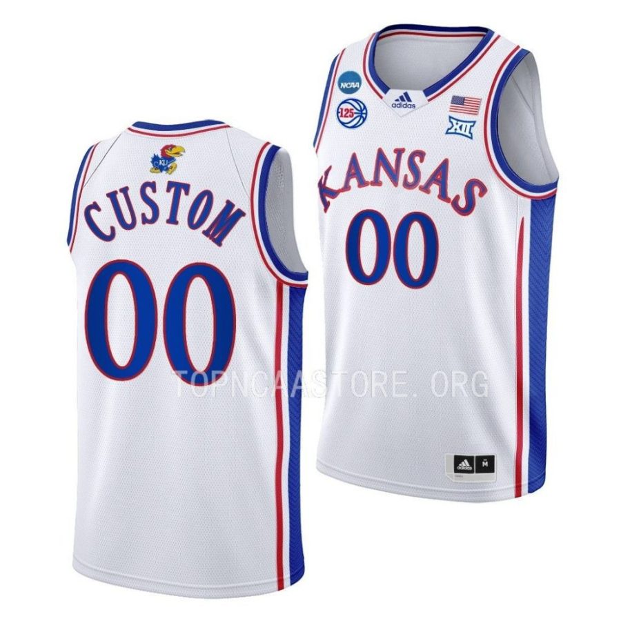 custom white 2023 ncaa march madness kansas jayhawksmens basketball jersey scaled