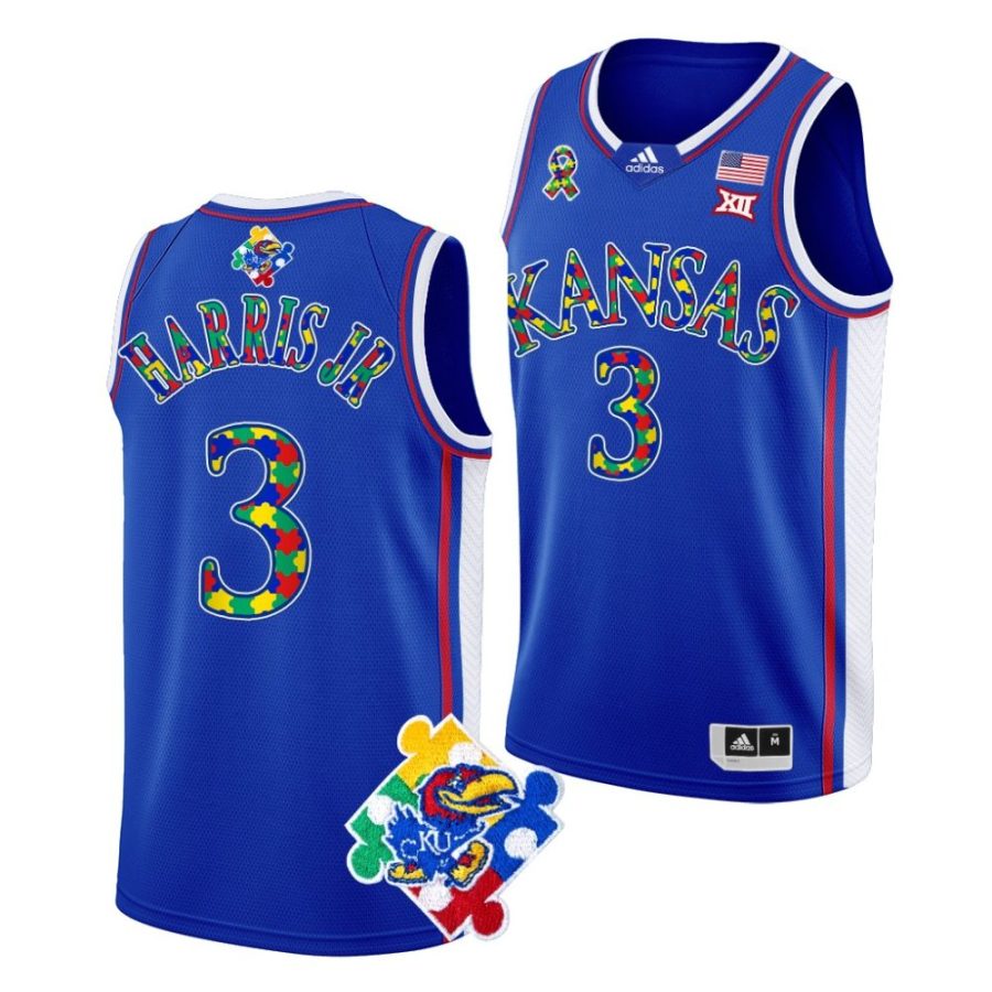 dajuan harris jr. royal world autism awareness day kansas jayhawksspecial jersey scaled