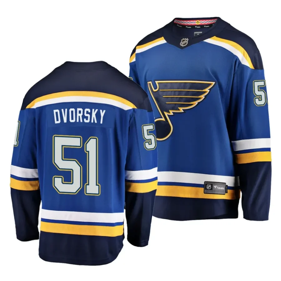 dalibor dvorsky blues 2023 nhl draft blue home men jersey scaled