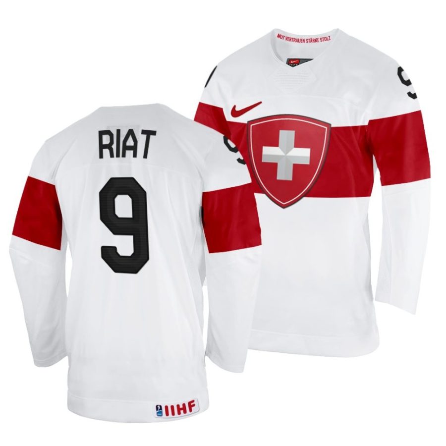 damien riat home 2022 iihf world championship white jersey scaled