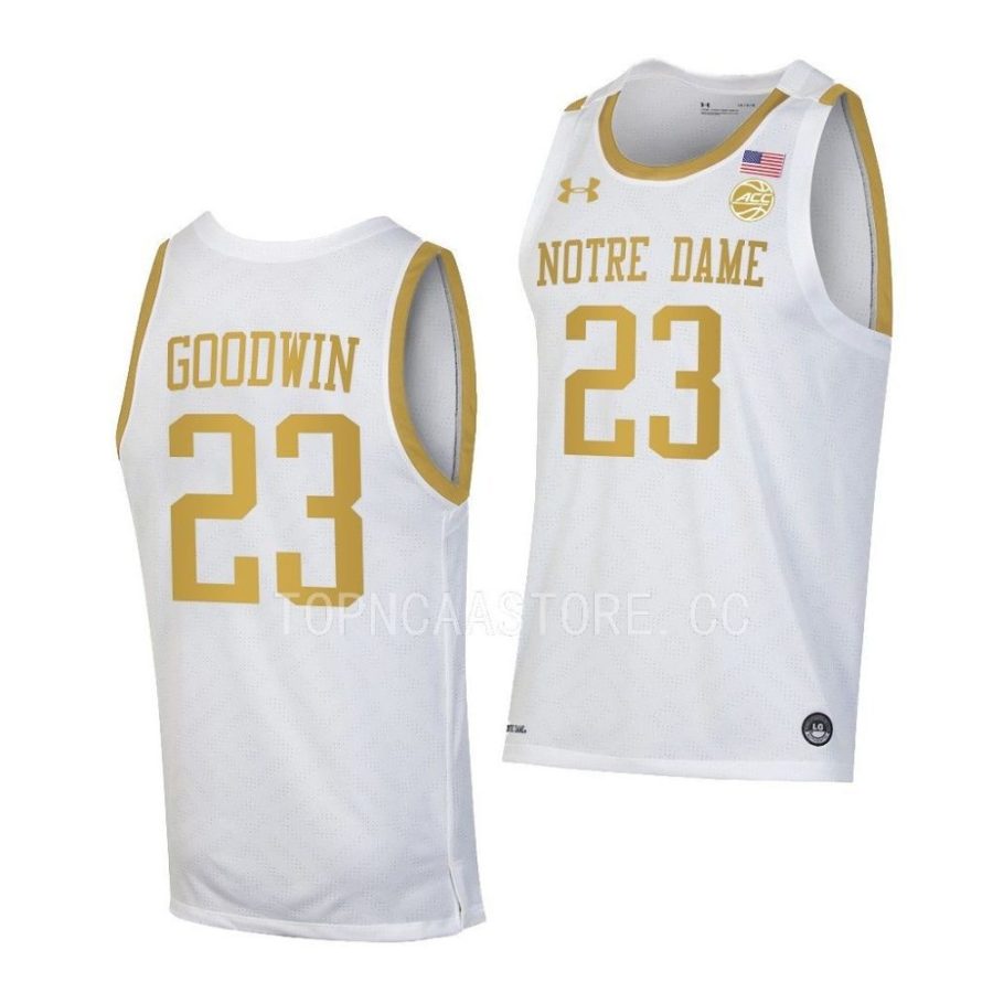 dane goodwin notre dame fighting irish 2022 23college basketball white jersey scaled