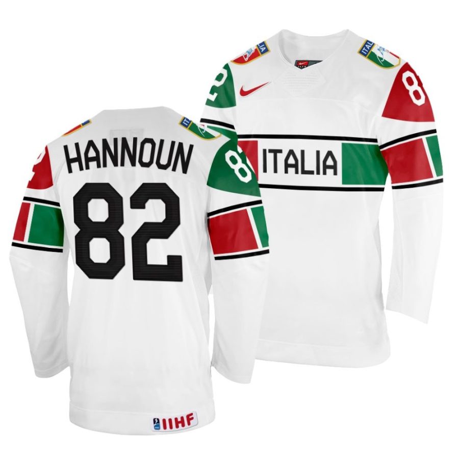 dante hannoun white 2022 iihf world championship italy home jersey scaled