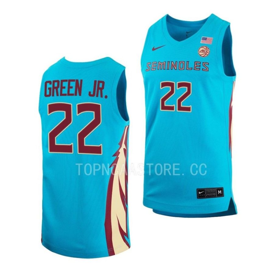 darin green jr. fsu seminoles 2022 23alternate basketball replicaturquoise jersey scaled