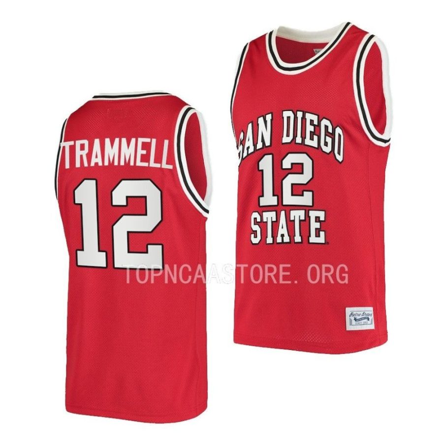 darrion trammell san diego state aztecs 2022 23retro basketball red jersey scaled