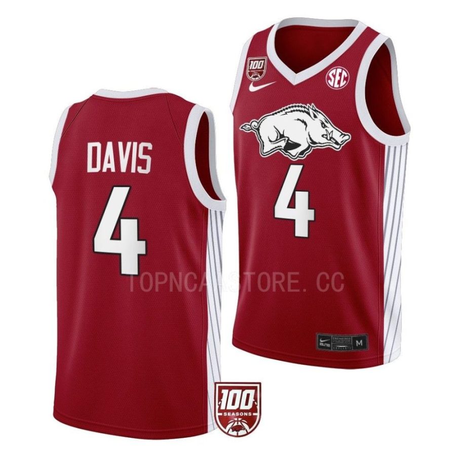 davonte davis red 100 season arkansas razorbackscollege basketball jersey scaled