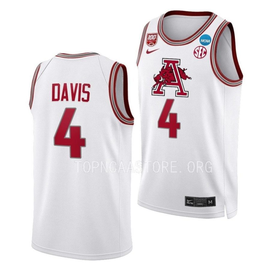 davonte davis white 2023 ncaa march madness arkansas razorbacksmens basketball jersey scaled