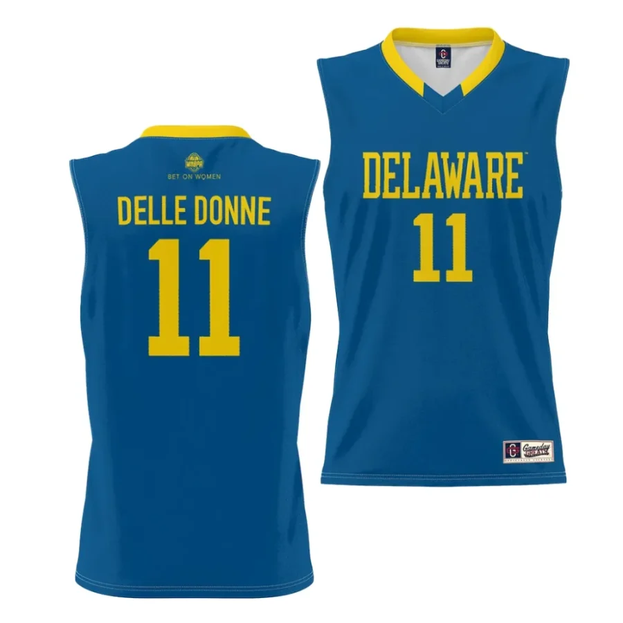 delaware fightin' blue hens elena delle donne youth blue women's basketball jersey scaled