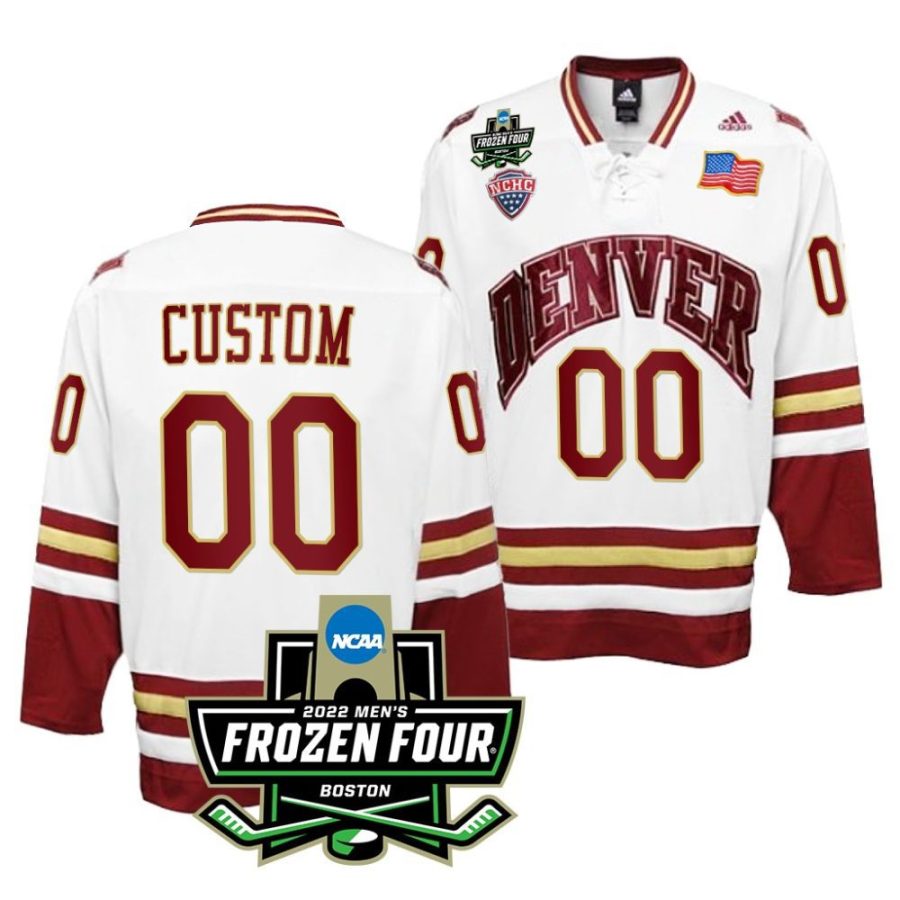 denver pioneers custom 2022 frozen four white hockey jersey scaled