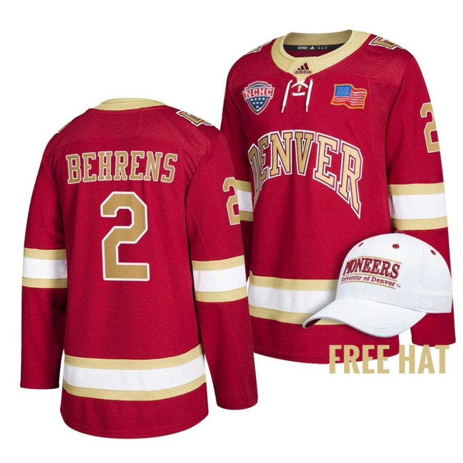 denver pioneers sean behrens 2022 ncaa regional finals crimson hockey jersey scaled