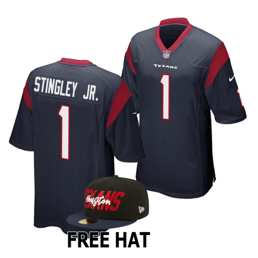 derek stingley jr. houston texans 2022 nfl draft game men navy jersey scaled