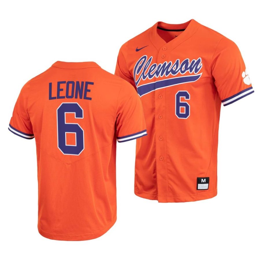 dominic leone clemson tigers college baseball menfull button jersey scaled