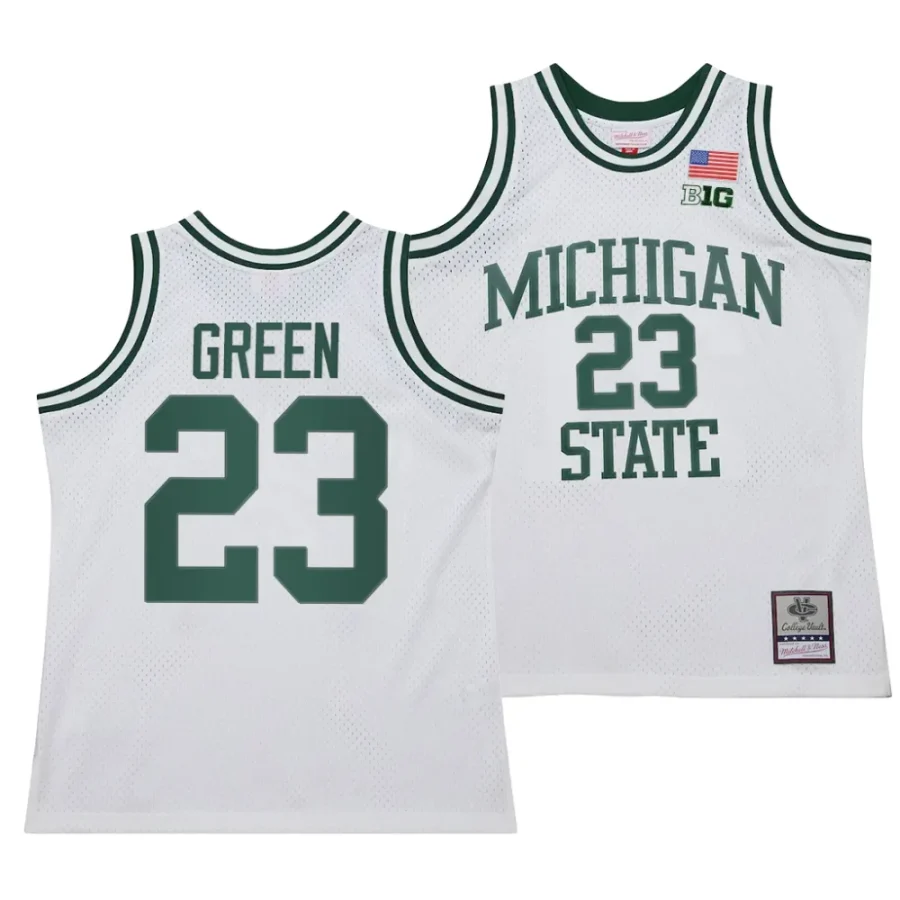 draymond green white 125th basketball anniversary 1990 throwback michigan state spartansfashion jersey scaled