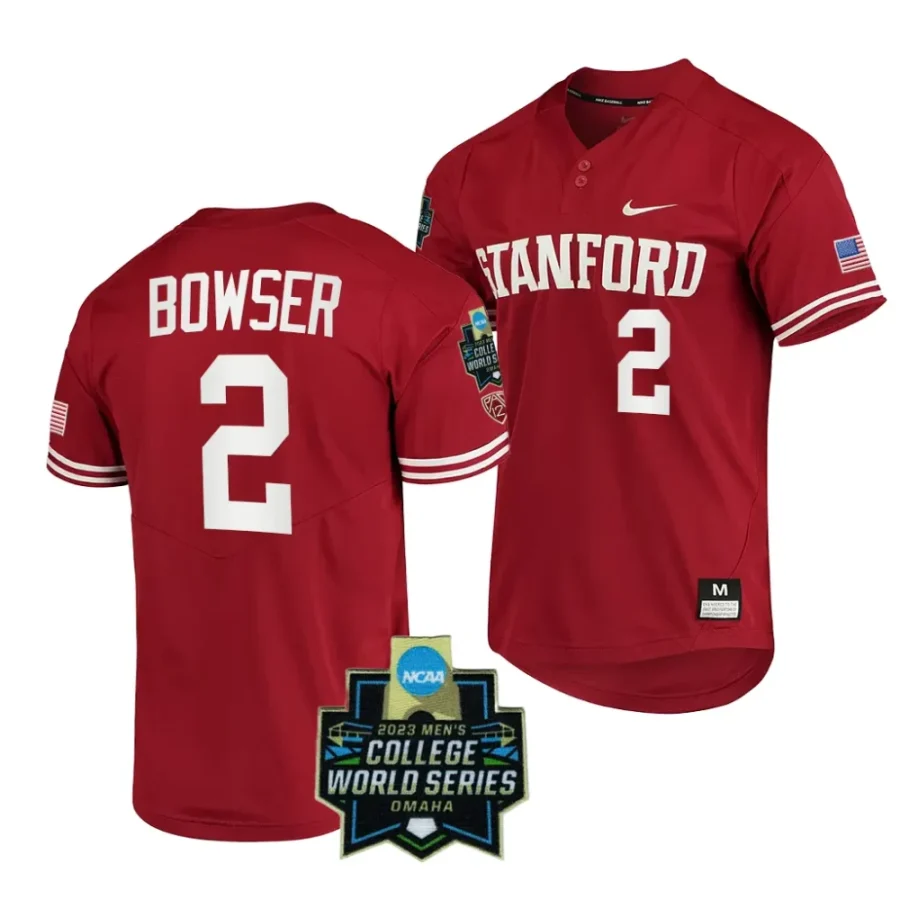 drew bowser stanford cardinal red2023 ncaa baseball college world series menomaha 8 jersey scaled