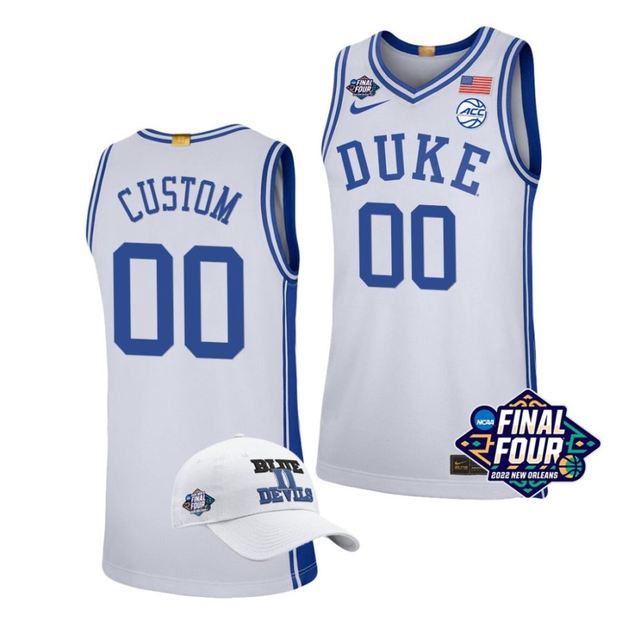 duke blue devils custom 2022 march madness final four free hat white jersey scaled