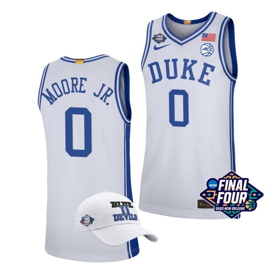 duke blue devils wendell moore jr. 2022 march madness final four free hat white jersey scaled