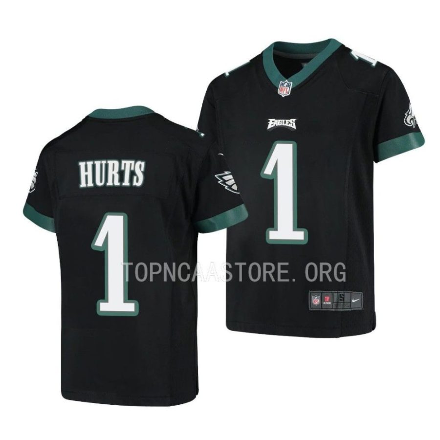 eagles jalen hurts youth black game jersey scaled