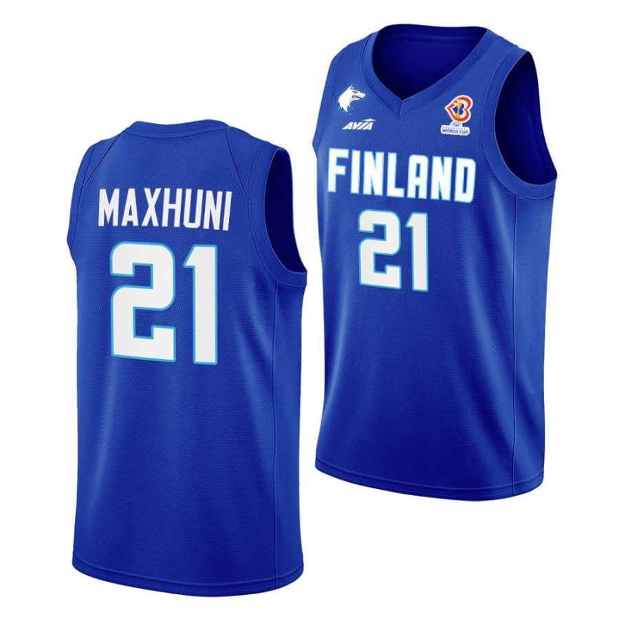 edon maxhuni finland 2022 fiba basketball world cup blue away jersey scaled