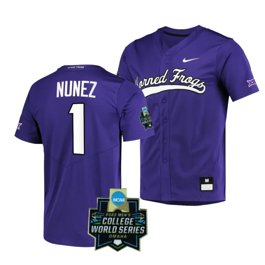 elijah nunez tcu horned frogs 2023 college world series menncaa baseball jersey 0 scaled