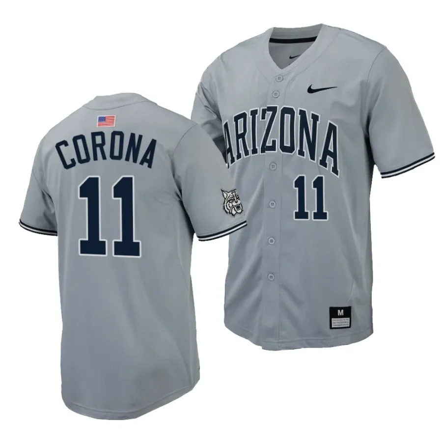 emilio corona arizona wildcats grayreplica baseball menfull button jersey scaled