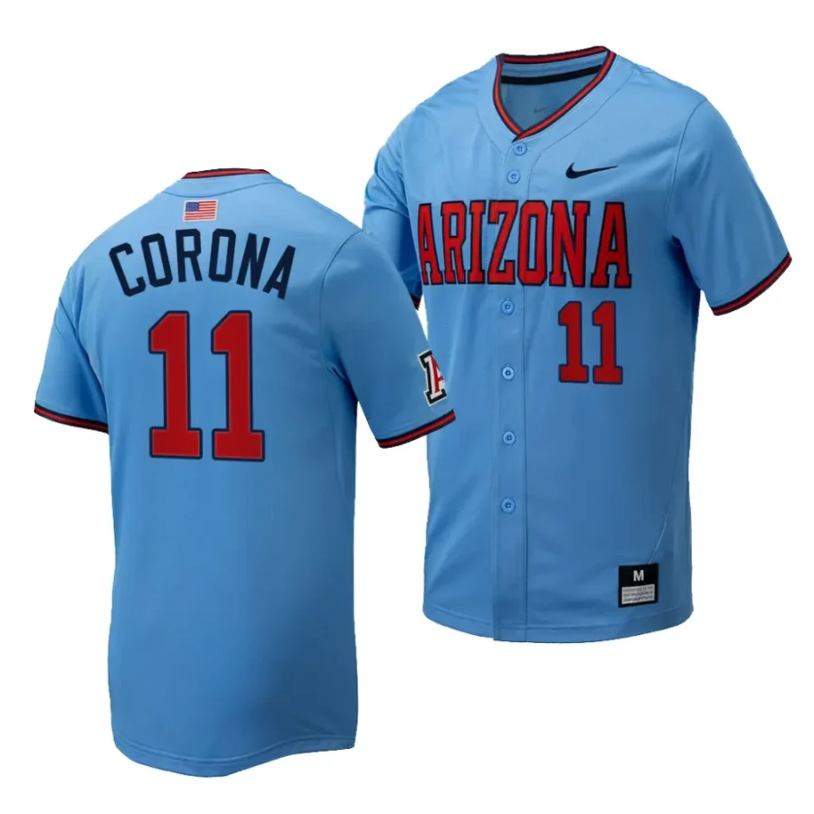 emilio corona arizona wildcats light bluereplica baseball menfull button jersey scaled