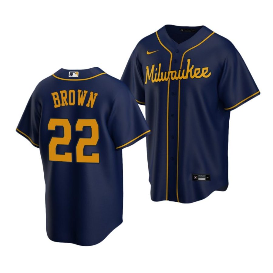 eric brown brewers alternate 2022 mlb draft replica navy jersey scaled