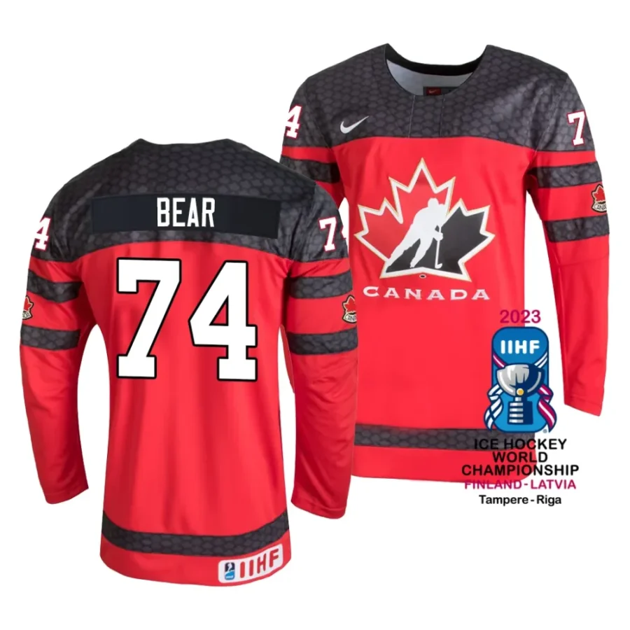 ethan bear red 2023 iihf world championship canada away jersey scaled