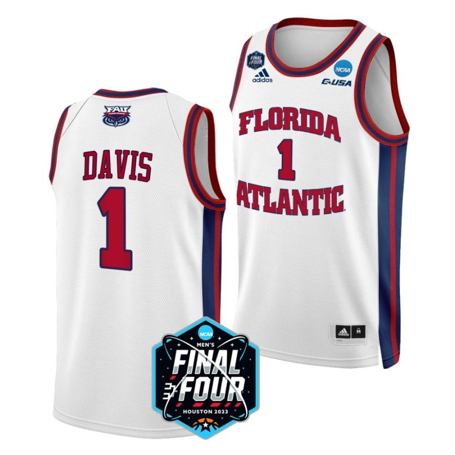fau owls johnell davis 2023 ncaa final four mens basketball white jersey scaled
