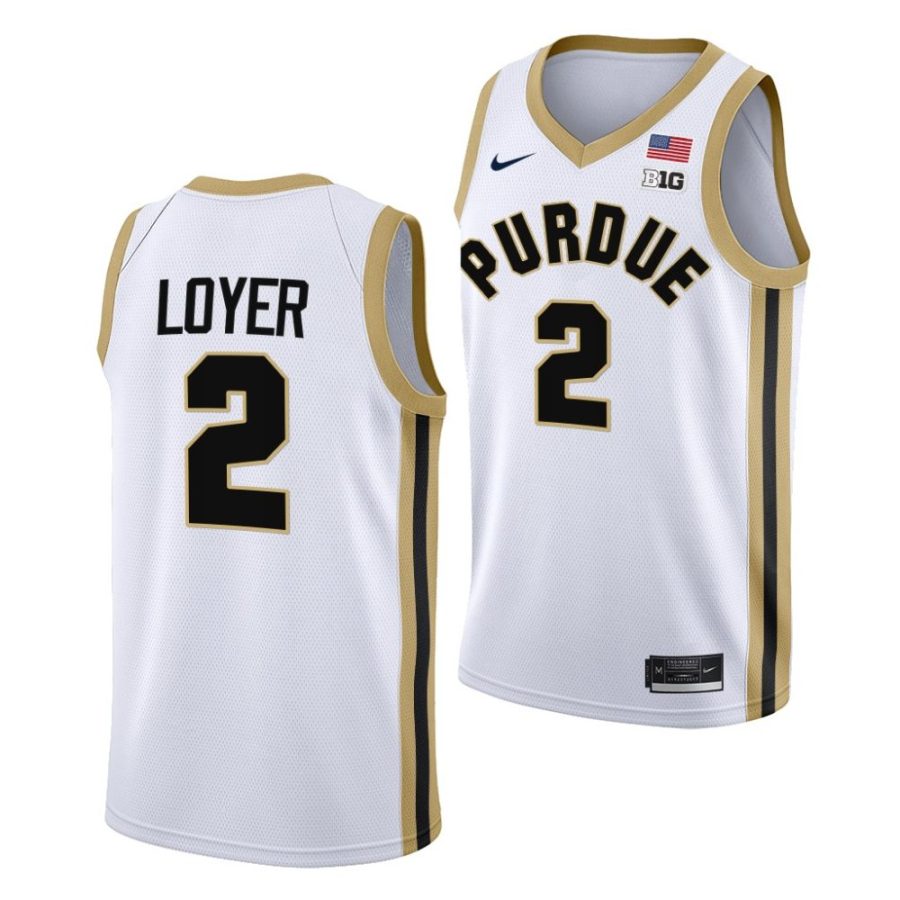 fletcher loyer purdue boilermakers 2022 23college basketball white jersey scaled