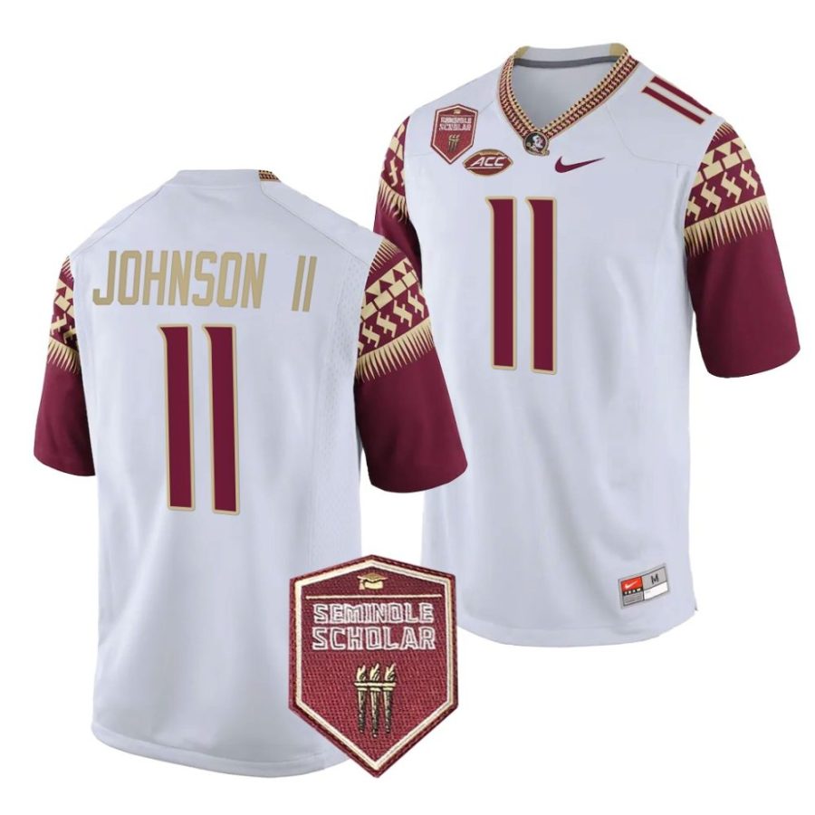 florida state seminoles jermaine johnson ii white seminole scholar patch game jersey scaled