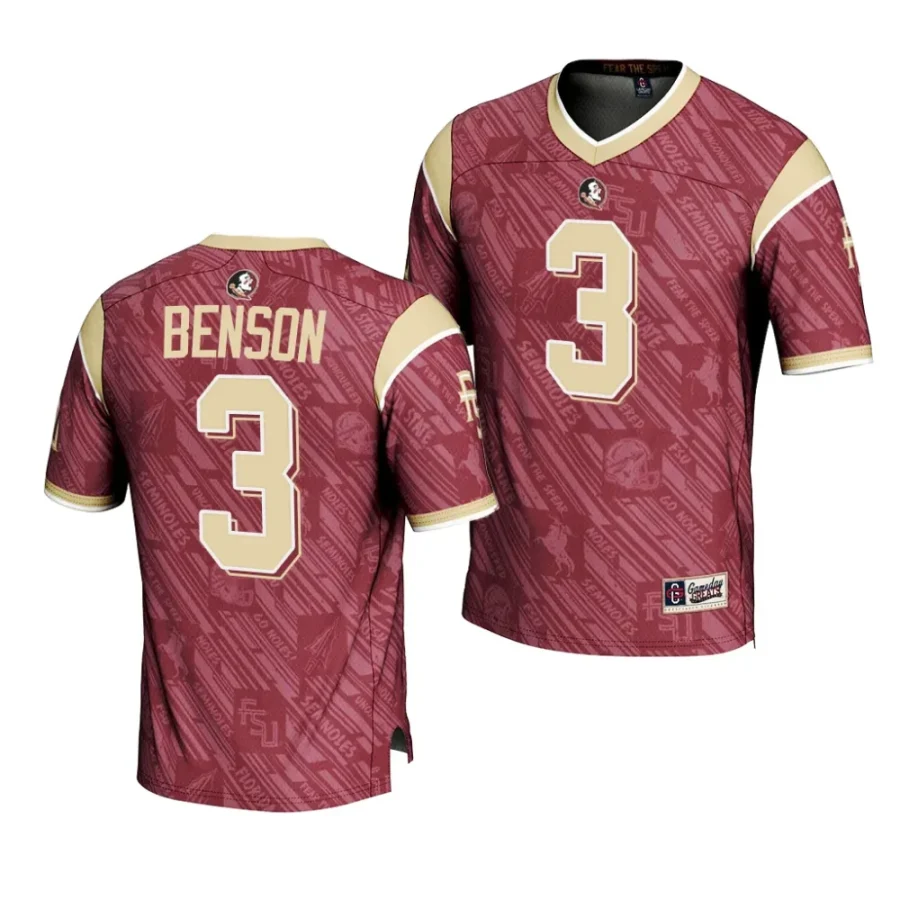 florida state seminoles trey benson garnet highlight print football fashion jersey scaled