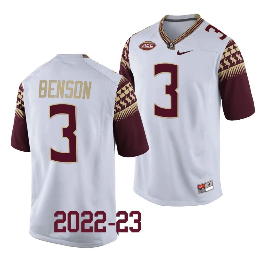 florida state seminoles trey benson white 2022 23college football replica jersey scaled
