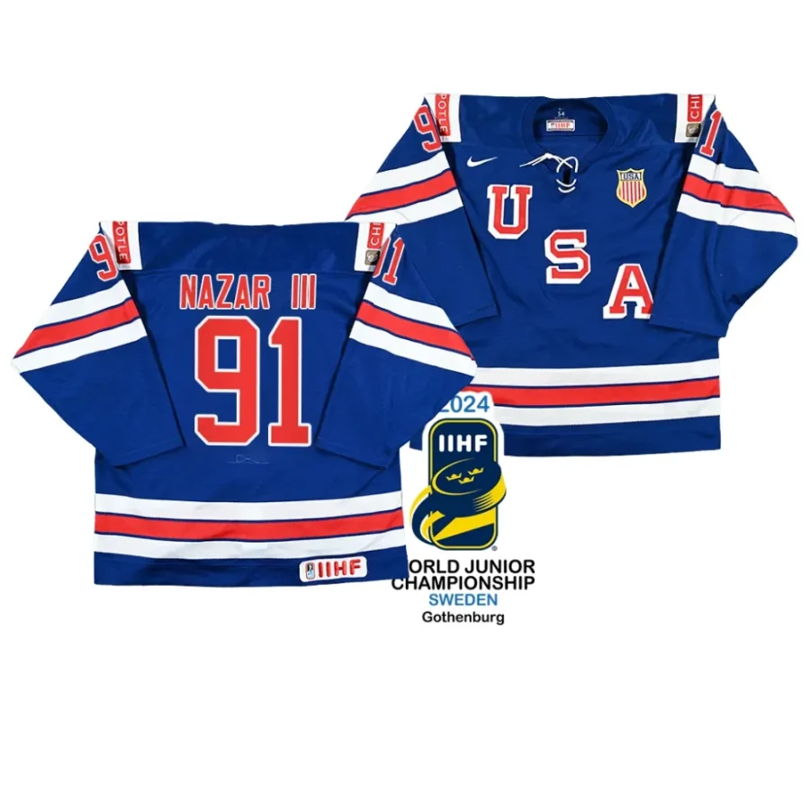 frank nazar iii blue 2024 iihf world junior champions jersey scaled