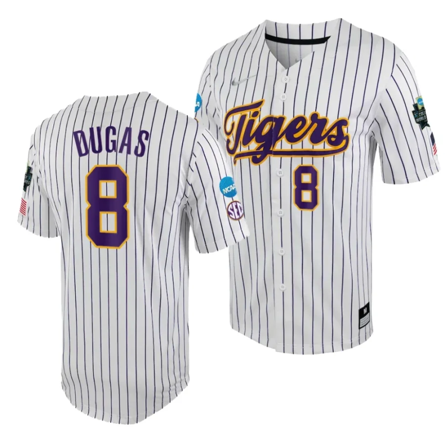 gavin dugas lsu tigers white purple2023 college world series menncaa baseball jersey scaled