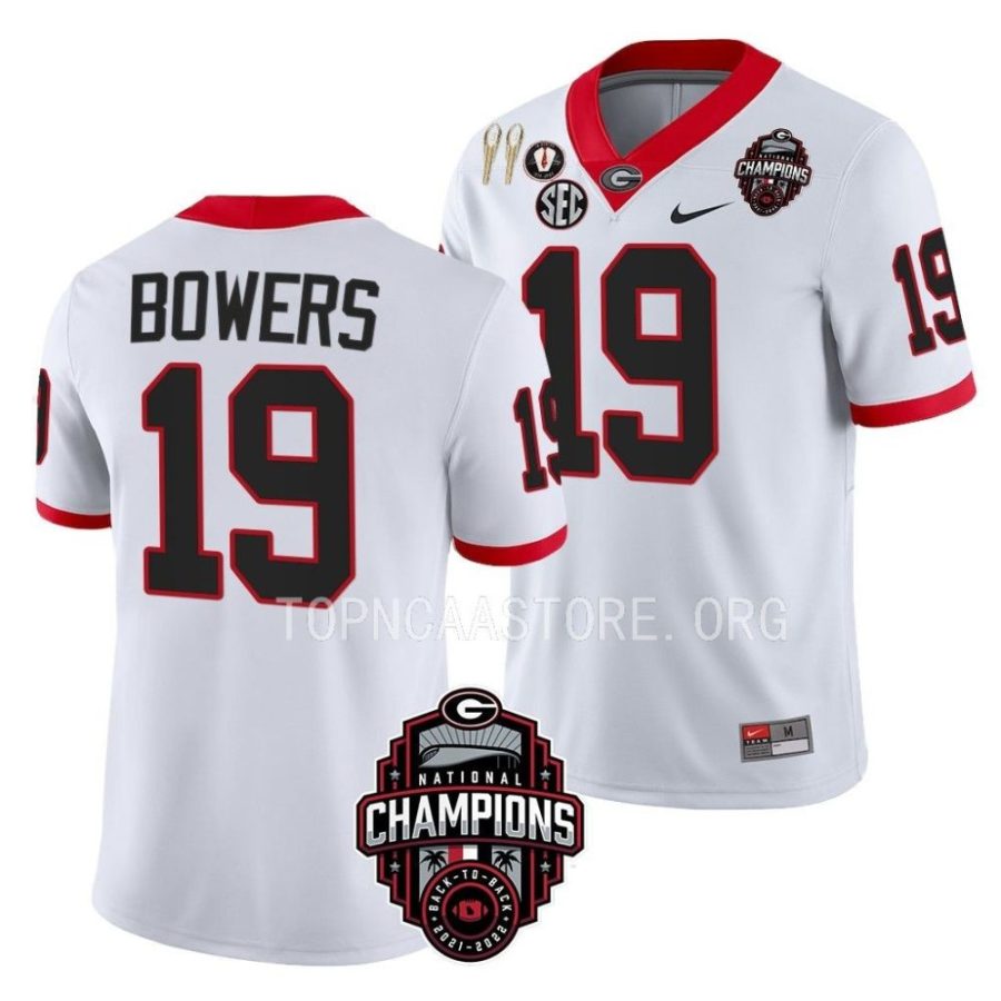 georgia bulldogs brock bowers white back to back national champions cfbplayoff 2023 jersey scaled