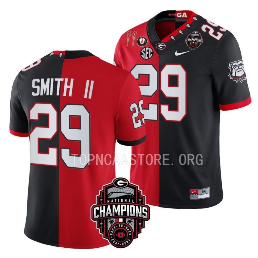 georgia bulldogs christopher smith red black back to back 2x national champions split jersey scaled