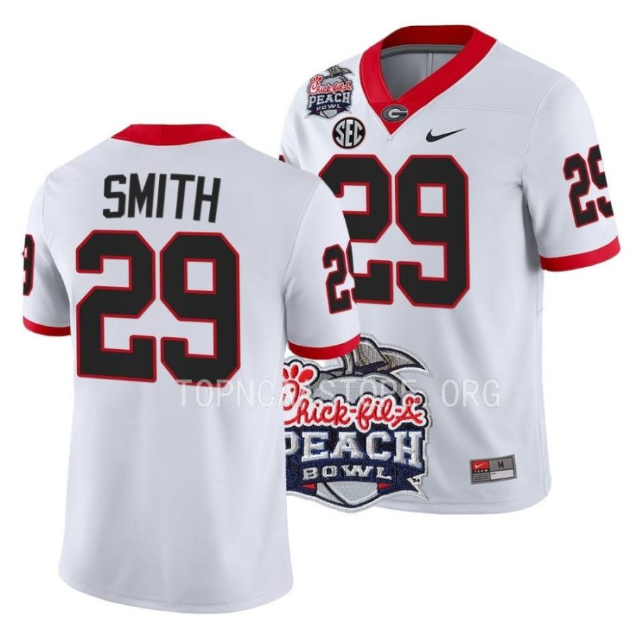 georgia bulldogs christopher smith white 2022 peach bowl college football playoff jersey scaled