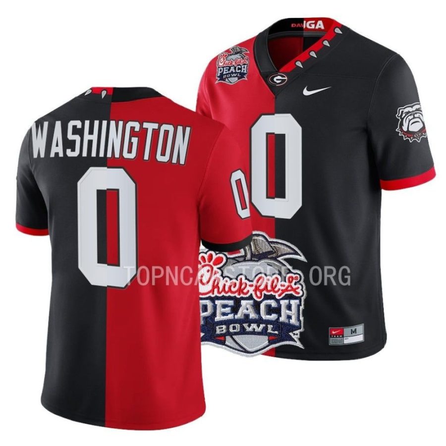 georgia bulldogs darnell washington red black 2022 peach bowl split jersey scaled