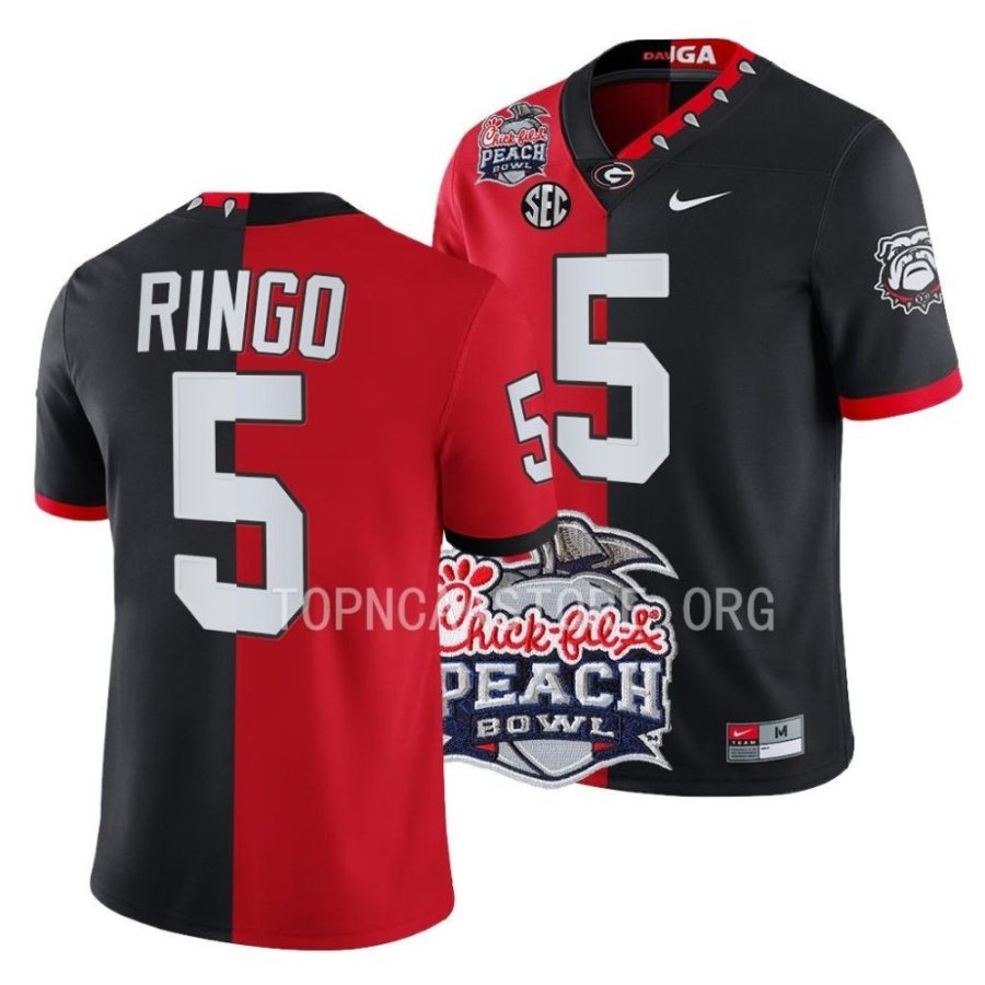 georgia bulldogs kelee ringo red black 2022 peach bowl split jersey scaled