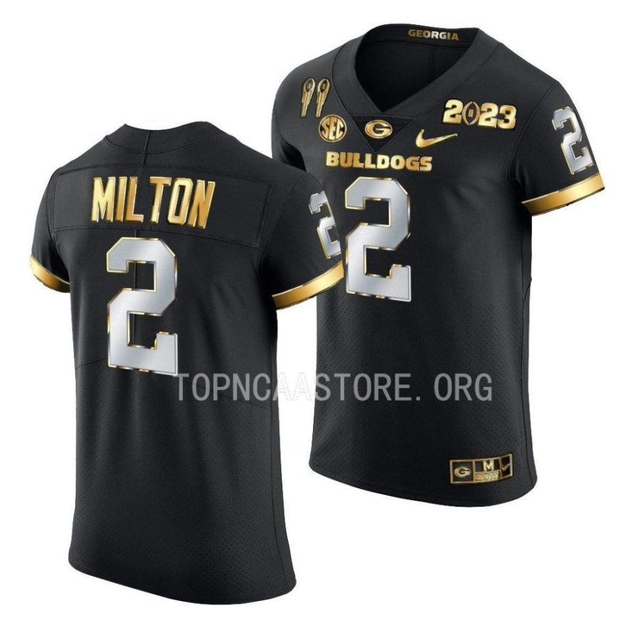 georgia bulldogs kendall milton black 2x cfbplayoff national champions golden limited jersey scaled