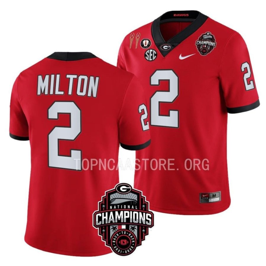 georgia bulldogs kendall milton red back to back national champions cfbplayoff 2023 jersey scaled