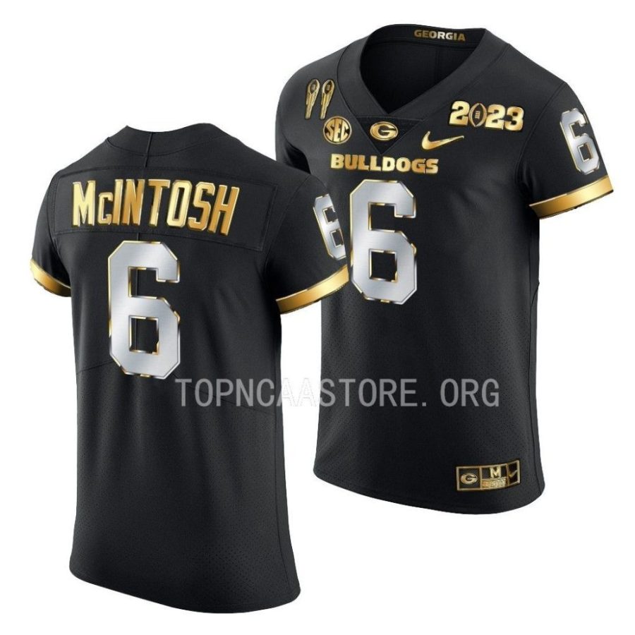 georgia bulldogs kenny mcintosh black 2x cfbplayoff national champions golden limited jersey scaled