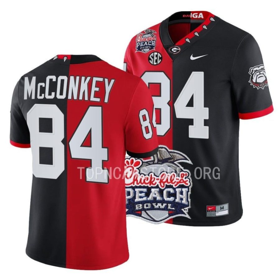 georgia bulldogs ladd mcconkey red black 2022 peach bowl split jersey scaled