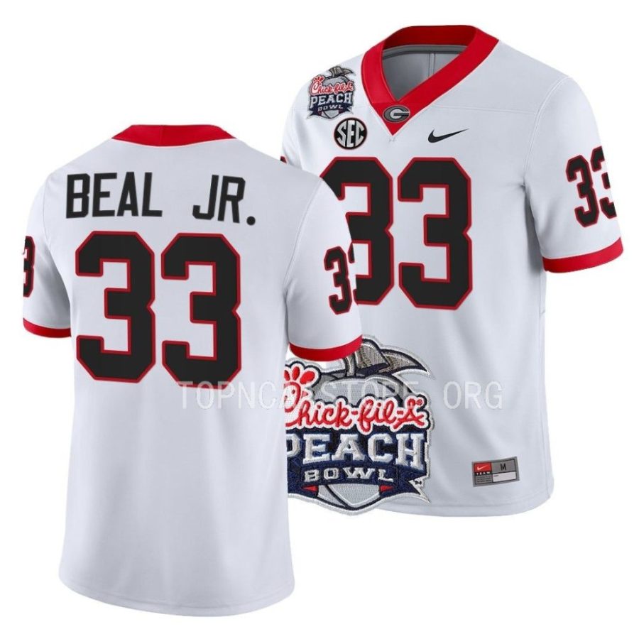 georgia bulldogs robert beal jr. white 2022 peach bowl college football playoff jersey scaled