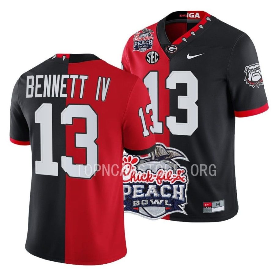 georgia bulldogs stetson bennett red black 2022 peach bowl split jersey scaled