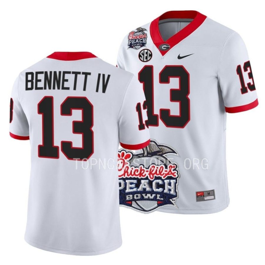 georgia bulldogs stetson bennett white 2022 peach bowl college football playoff jersey scaled