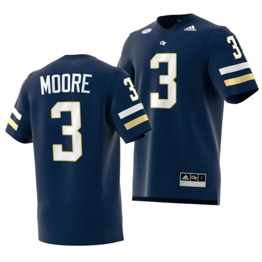 georgia tech yellow jackets d.j. moore navy 2023premier strategy college football jersey scaled