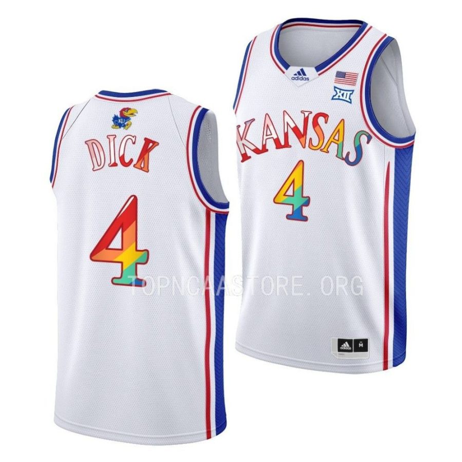 gradey dick kansas jayhawks 2023 pride basketballwhite jersey scaled