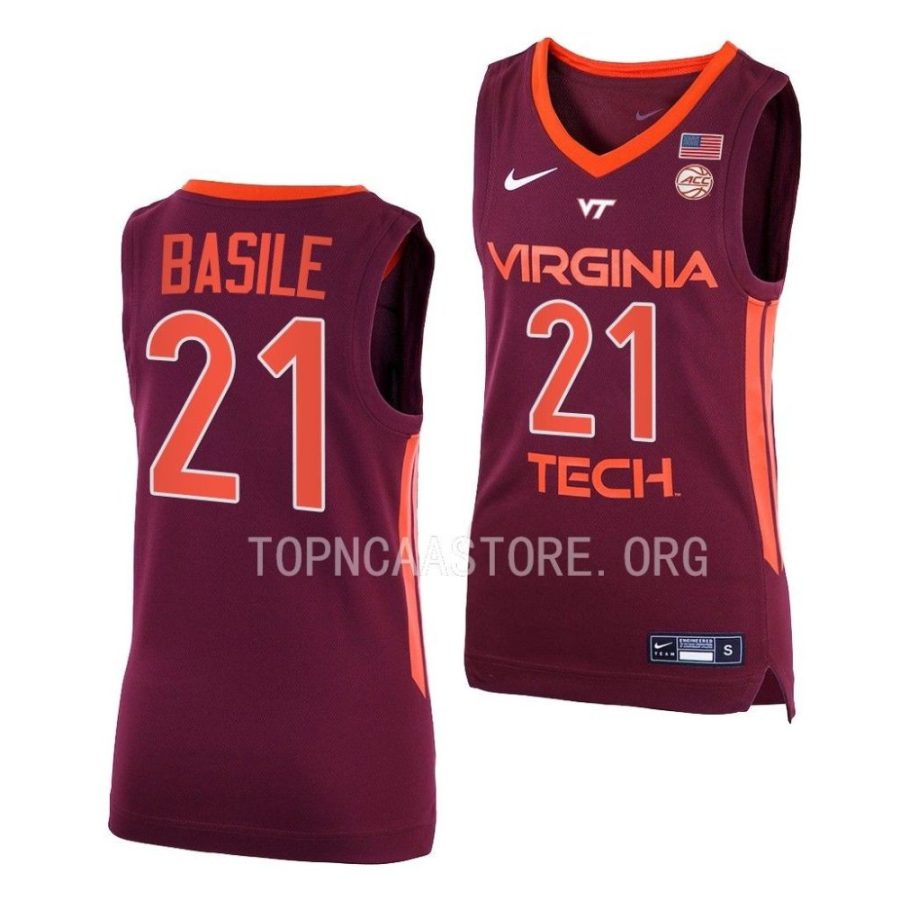 grant basile virginia tech hokies away basketball 2022 23 replica jersey scaled