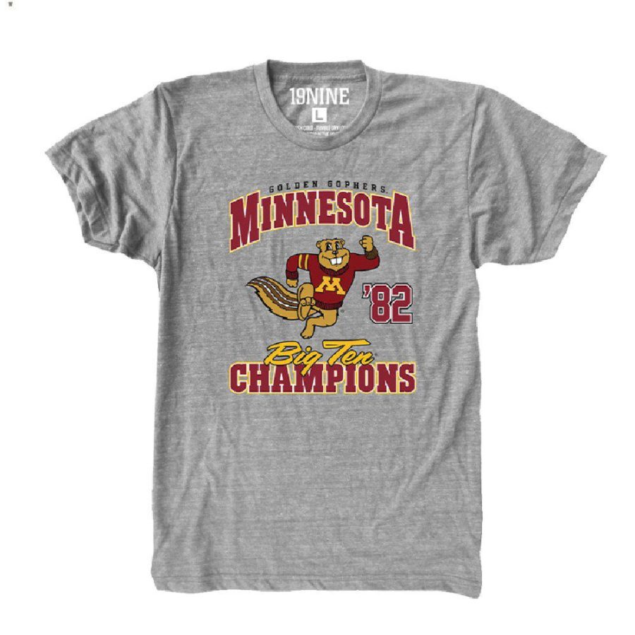 gray big ten champs 1982ncaa vintage minnesota golden gophers men shirt