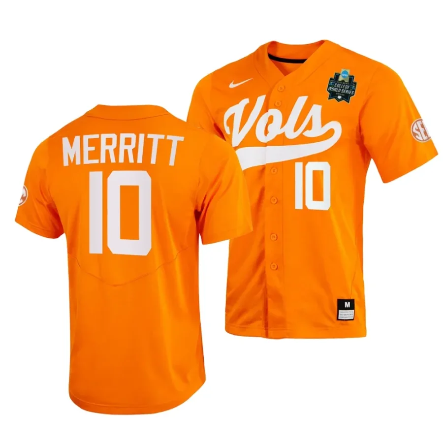 griffin merritt tennessee volunteers orange2023 ncaa baseball college world series menomaha 8 jersey scaled